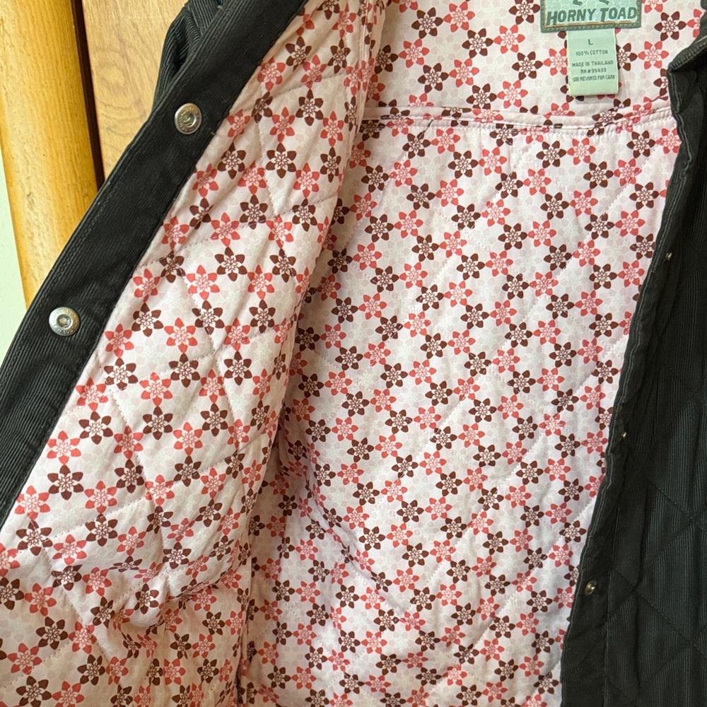 Horny Toad Brown Quilted corduroy Button Down Shirt jacket size large toad & co - Picture 4 of 5